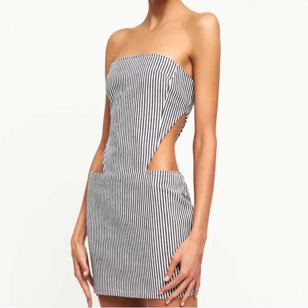 NWT LIONESS Reignite Mini Dress Navy Pinstripe